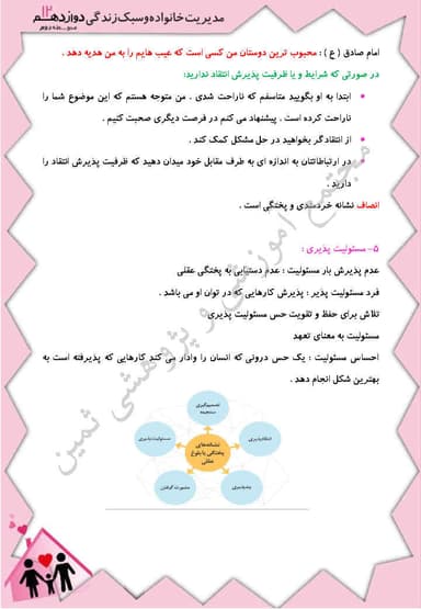 تصویر محصول خلاصه نکات مدیریت خانواده دوازدهم پسران درس 12 (پختگی عقلی) / مشترک رشته ها 1404
