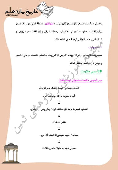 تصویر محصول خلاصه نکات تاریخ درس 10: ایران در دوران غزنوی، سلجوقی و خوارزمشاهی یازدهم رشته انسانی