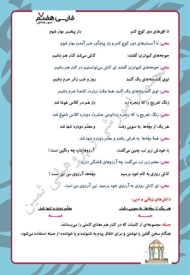 تصویر محصول خلاصه نکات فارسی هفتم درس 1 (زنگ آفرینش) / متوسطه اول 1404