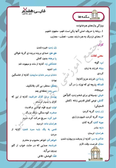 تصویر محصول خلاصه نکات فارسی هفتم درس 2 (چشمه معرفت) / متوسطه اول 1404