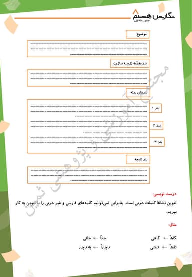 تصویر محصول خلاصه نکات نگارش درس اول: پس از تفکر و طراحی نقشۀ ذهنی، بنویسیم هشتم متوسطه اول