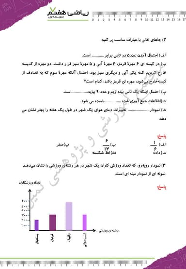 تصویر محصول نمونه سوال حل شده ریاضی دهم فصل 9 (آمار و احتمال) 7 متوسطه اول 1404