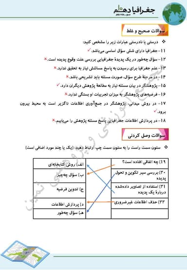 تصویر محصول نمونه سوال حل شده جغرافیای ایران دهم درس 2 (روش مطالعه و پژوهش در جغرافیا) / ریاضی و تجربی و انسانی 1404