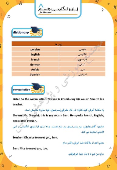 تصویر محصول خلاصه نکات زبان انگلیسی Lesson 1: My Nationality هشتم متوسطه اول