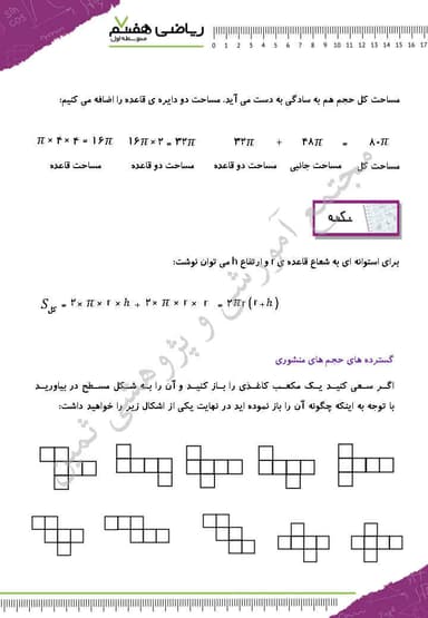 تصویر محصول خلاصه نکات ریاضی هفتم فصل 6 (سطح و حجم) / متوسطه اول 1404