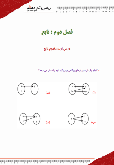 تصویر محصول نمونه سوال حل شده ریاضی و آمار دهم فصل 2 درس اول (مفهوم تابع) / رشته انسانی 1404