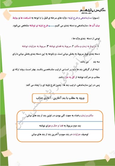 مشاهده جزئیات محصول خلاصه نکات نگارش یازدهم درس 2 (گسترش محتوا (1): زمان و مکان) / متوسطه دوم 1404 تصویر محصول خلاصه نکات نگارش یازدهم درس 2 (گسترش محتوا (1): زمان و مکان) / متوسطه دوم 1404