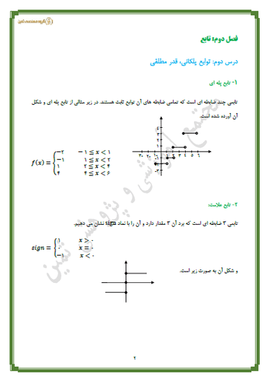 مشاهده جزئیات محصول خلاصه نکات ریاضی و آمار فصل دوم_درس ٢: توابع پلکانی و قدر مطلقی یازدهم رشته انسانی تصویر محصول خلاصه نکات ریاضی و آمار فصل دوم_درس ٢: توابع پلکانی و قدر مطلقی یازدهم رشته انسانی