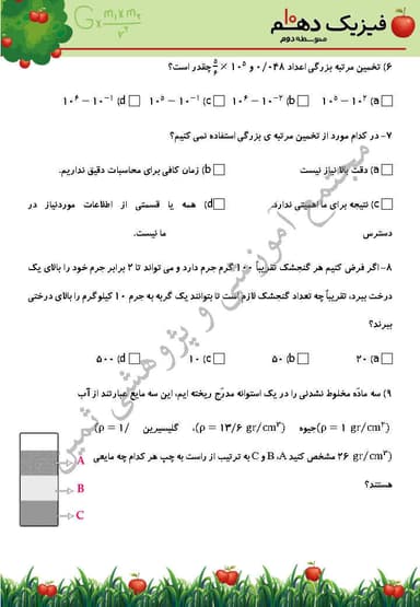 مشاهده جزئیات محصول نمونه سوال حل شده فیزیک فصل 1 : فیزیک و اندازهگیری دهم رشته ریاضی تصویر محصول نمونه سوال حل شده فیزیک فصل 1 : فیزیک و اندازهگیری دهم رشته ریاضی