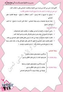 نکات و خلاصه درس سوم مدیریت خانواده و سبک زندگی دوازدهم ،جزوه آموزشی مدیریت خانواده دوازدهم