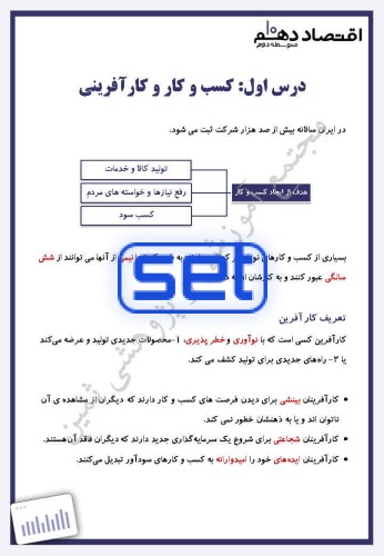 فصل اول،درس اول: کسب و کار و کارآفرینی