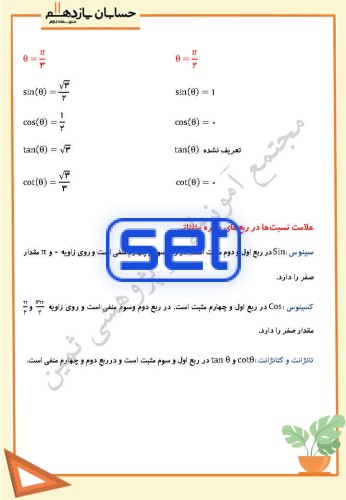 درس دوم: نسبت های مثلثاتی برخی زوایا